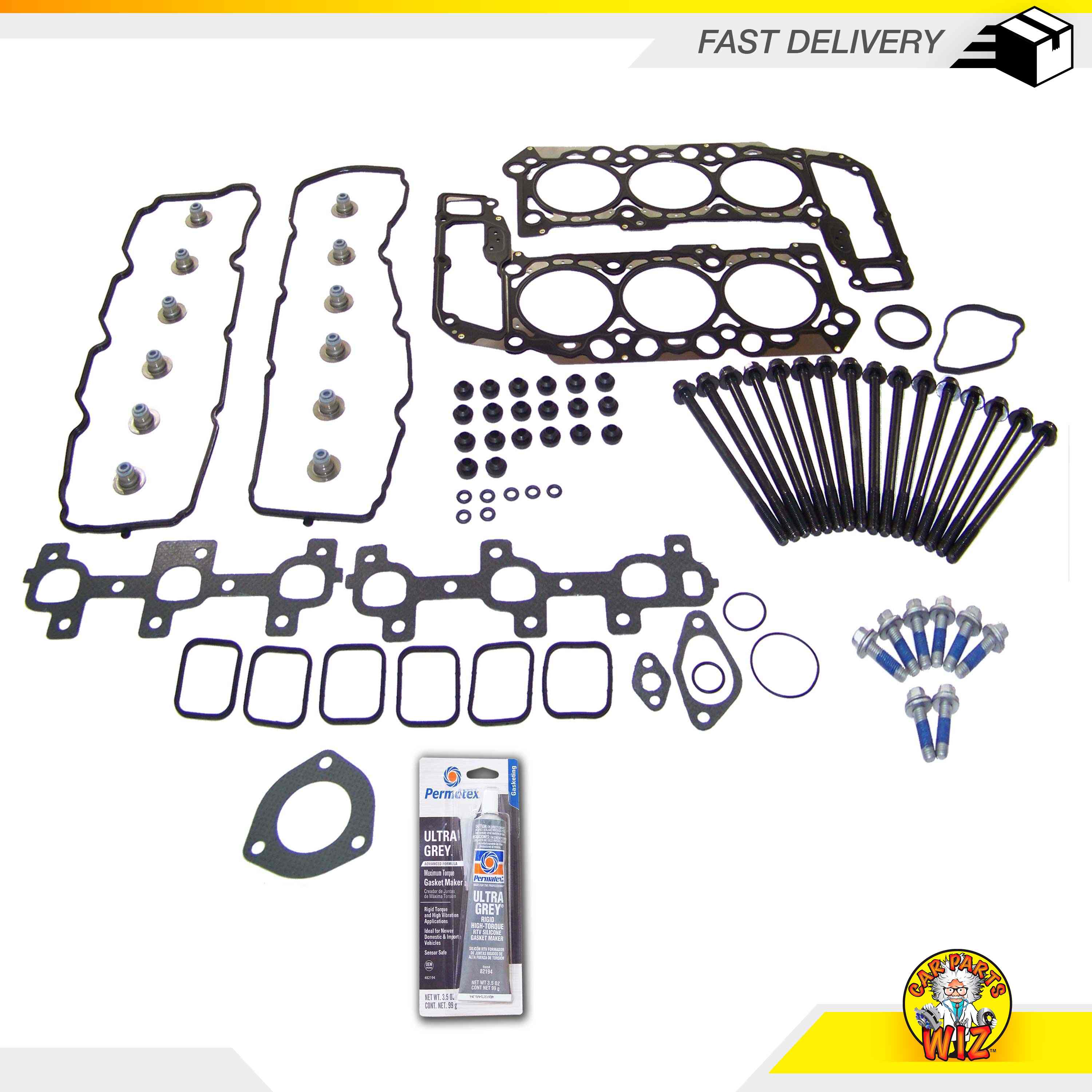 Head Gasket Set Bolts Fits 0512 Dodge Dakota Mitsubishi Jeep 3.7L V6