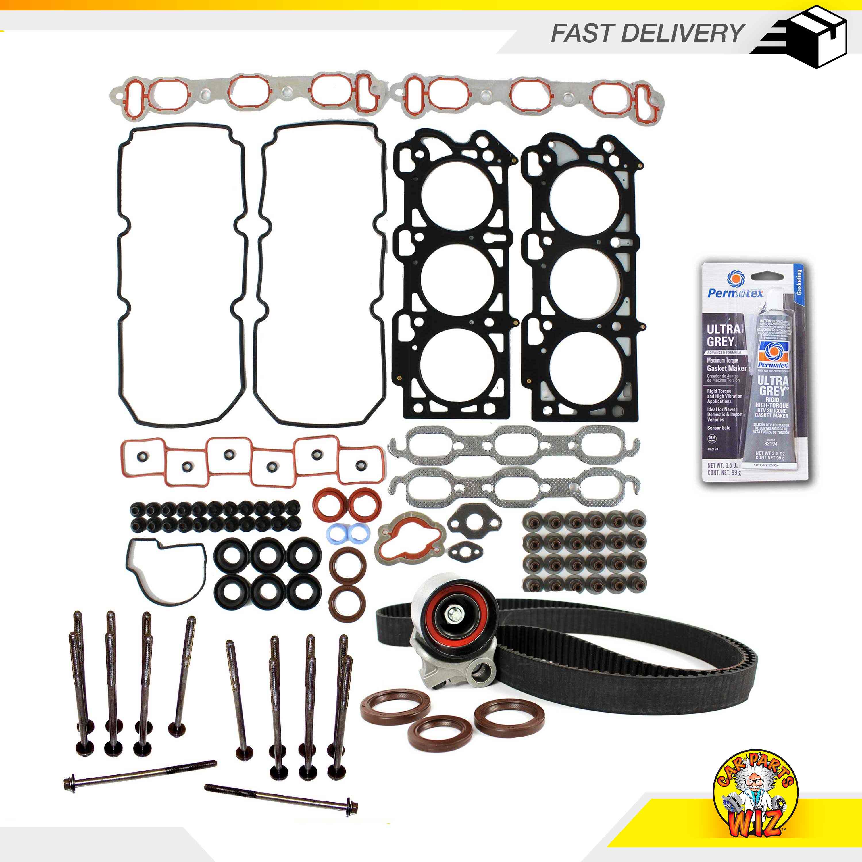 Head Gasket Set Timing Belt Kits Bolts Fits 9902 Chrysler 3.5L V6 SOHC