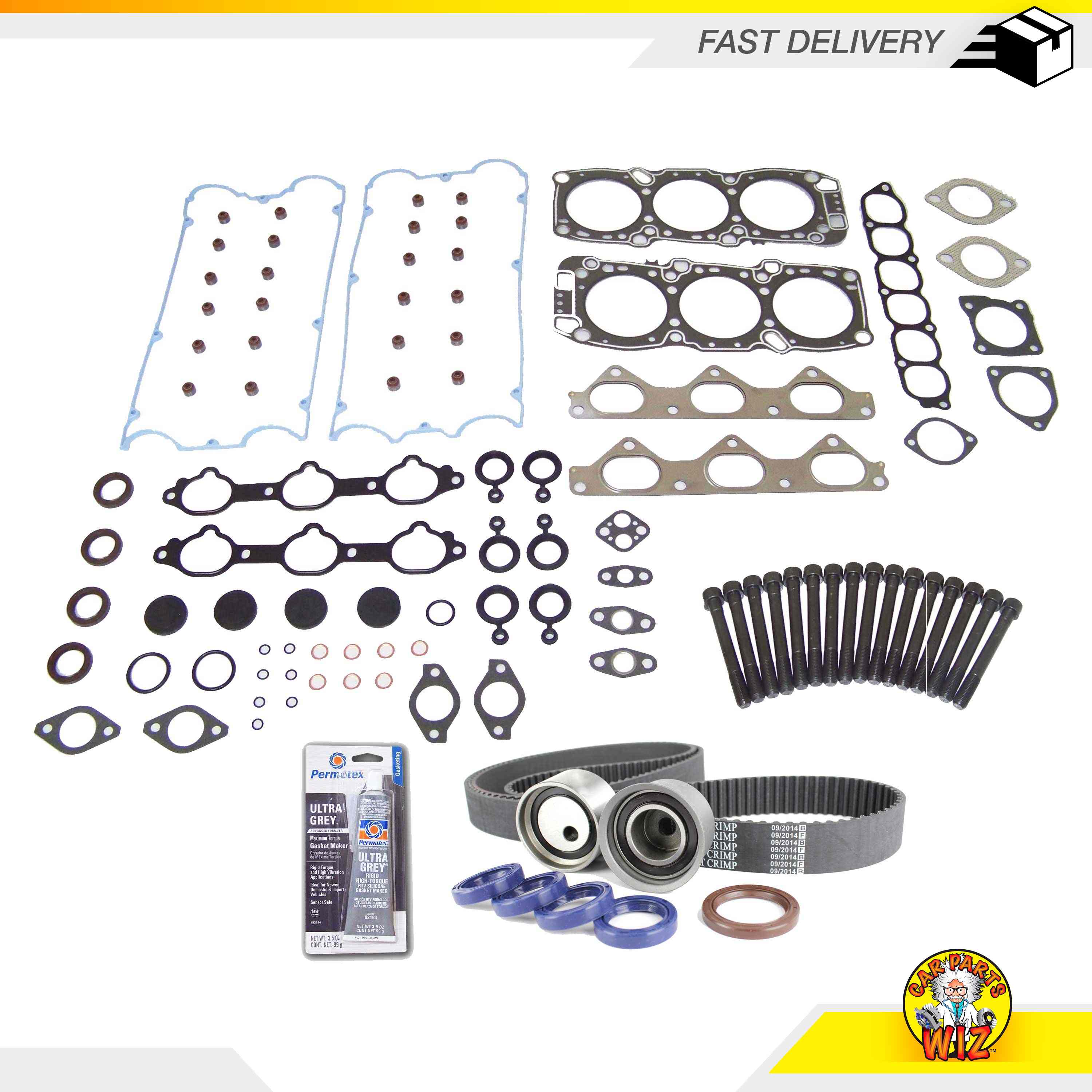 Head Gasket Set TIming Belt Kit Bolts Fits 9199 Mitsubishi 3.0L V6