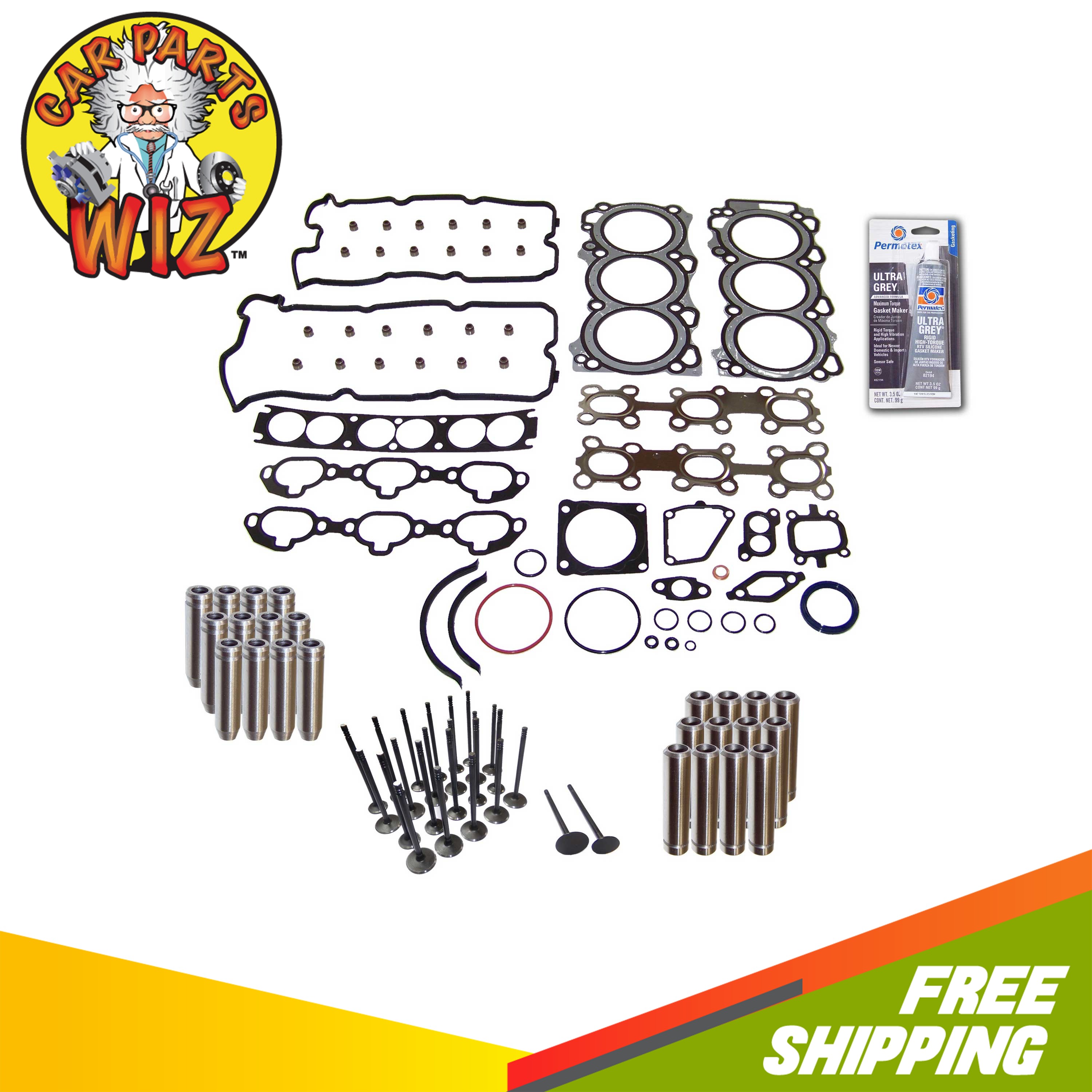 Full Gasket Set Exhaust Intake Valves Guides Fits 0104 Nissan 3.5L 24v