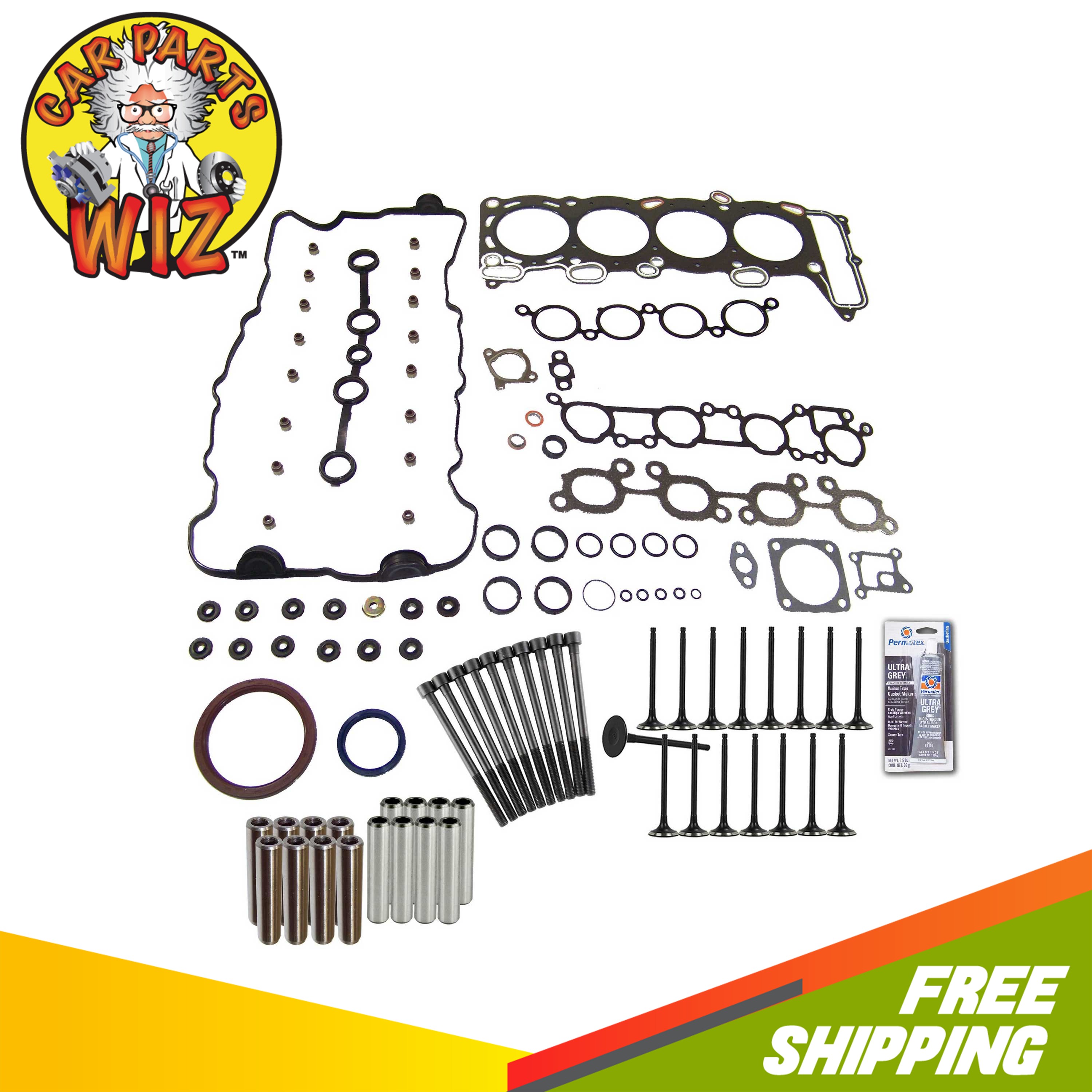 Head Gasket Set Bolts Exhaust & Intake Engine Guides Valves Fits 9193