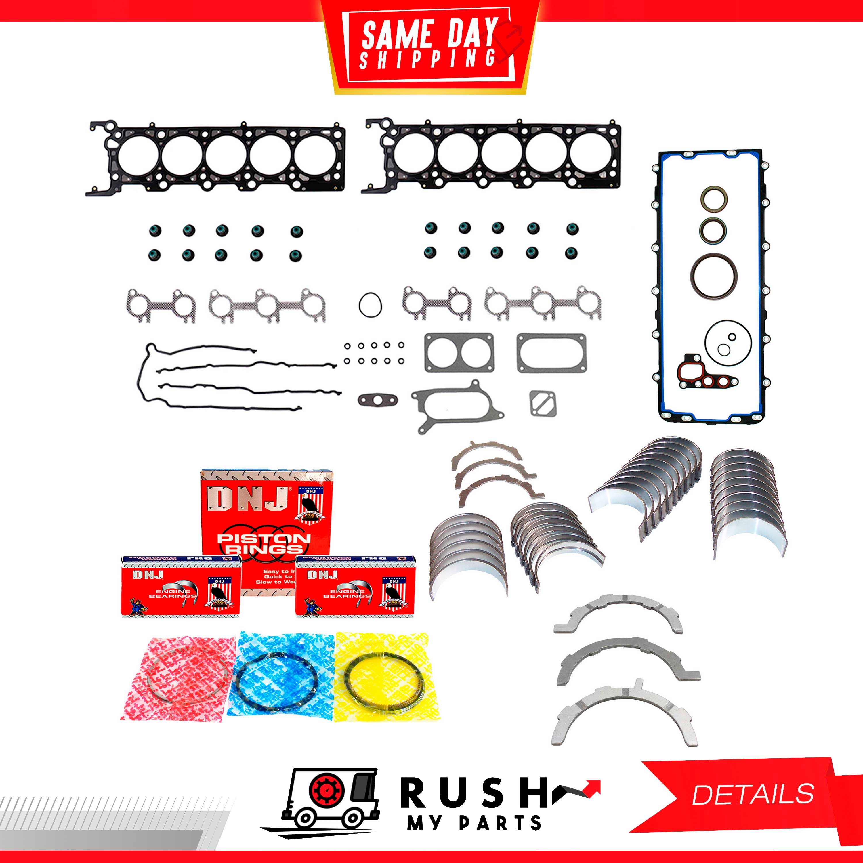 あっき 97-98 Engine Full Gasket Set Bearing Rings For Ford V10 6.8L